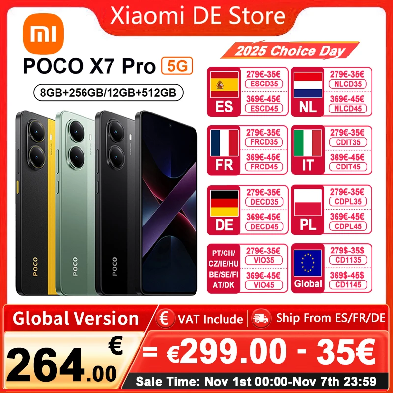 【Marchio+】POCO X7 Pro Smartphone Dimensity 8400-Ultra 6000mAh 90W HyperCharge Display AMOLED da 6,67" NFC Xiaomi HyperOS 2