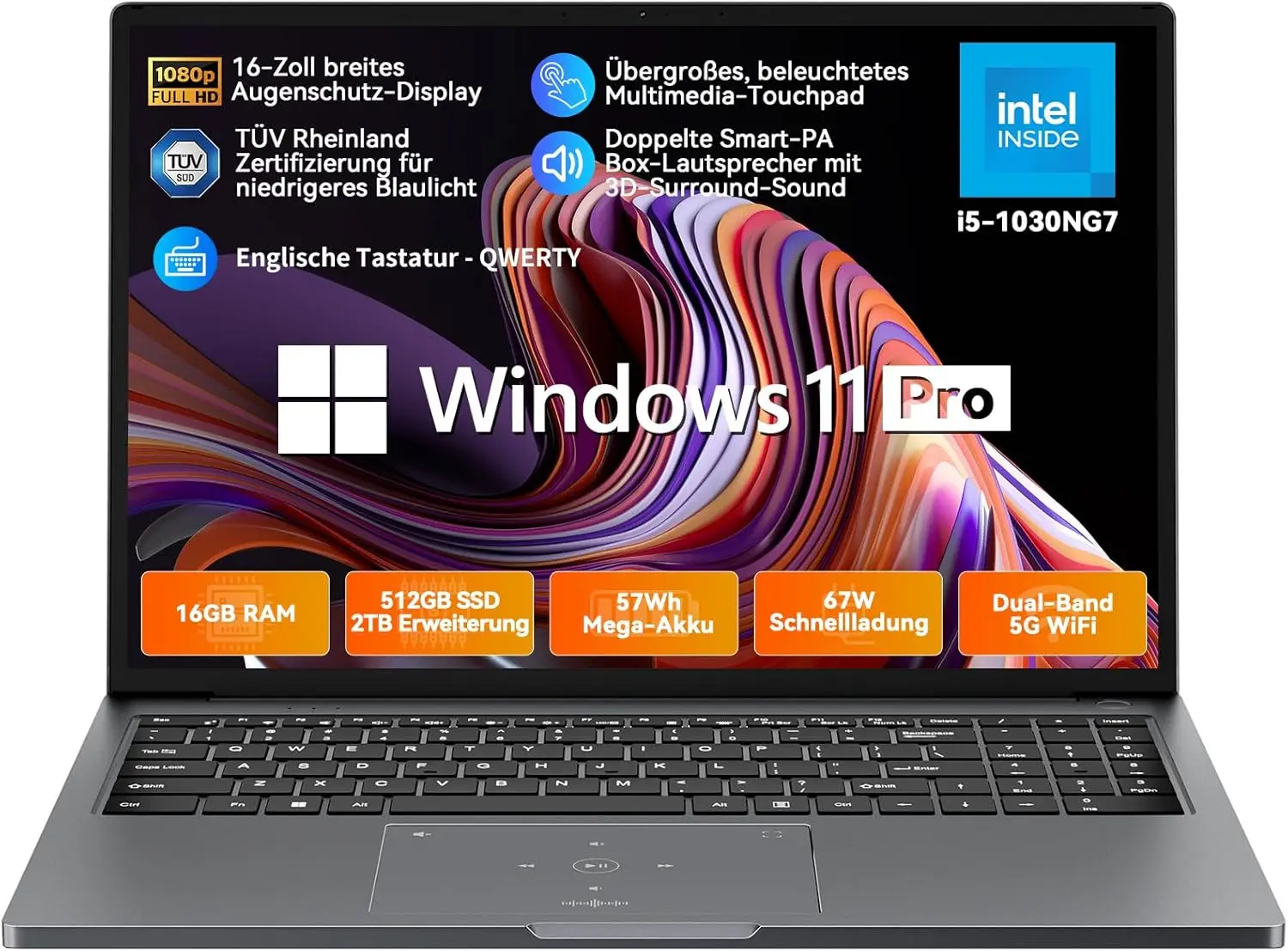 Blackview Acebook 12 Win 11 Pro Laptop 16 ''1920*1200 Display, Notebook Intel I5-1030NG7, 16GB 512GB, 5000mAh