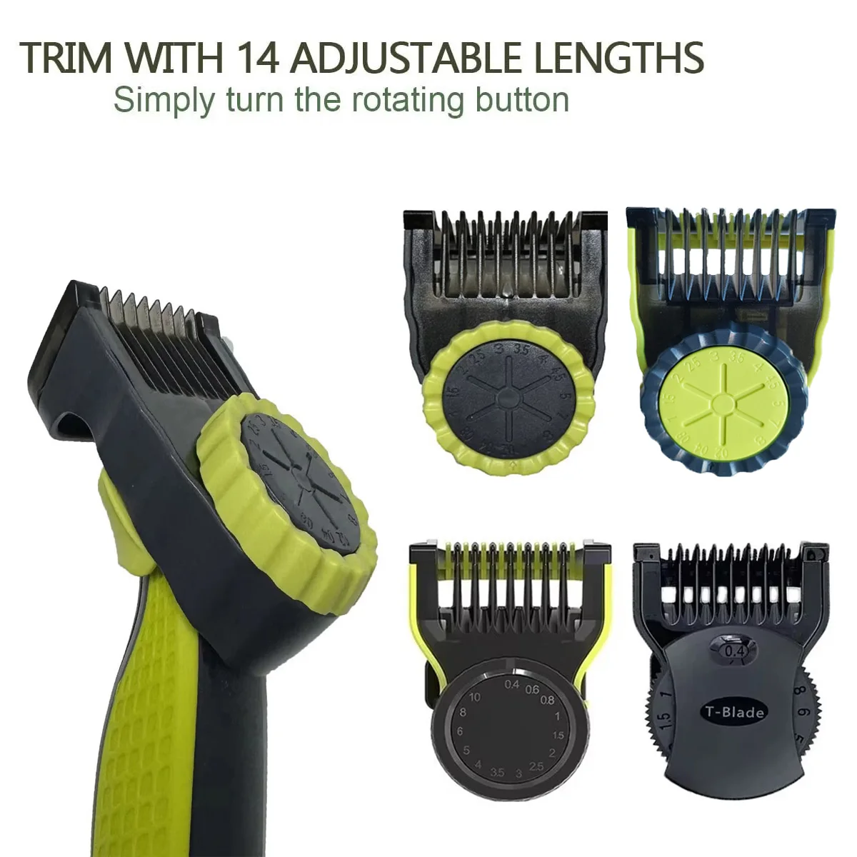 Pettine guida protezioni regolabili 14 in 1 per kit di sostituzione rasoio elettrico Philips One Blade QP2520 QP2630 QP2724 QP2834