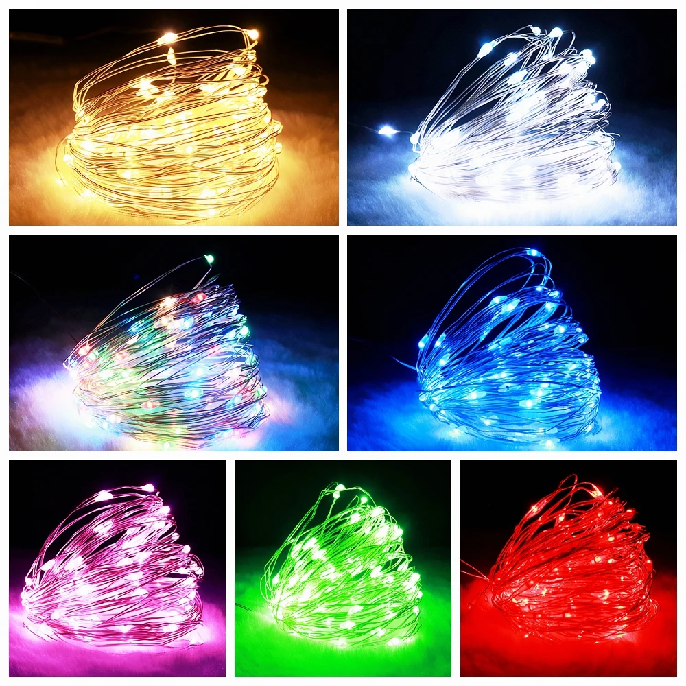 Led ストリングガーランドフェアリーライト銅線 1 メートル 2 メートル 5 メートル 10 メートルバッテリー照明ガーランドクリスマス寝室のウェディングパーティーの装飾