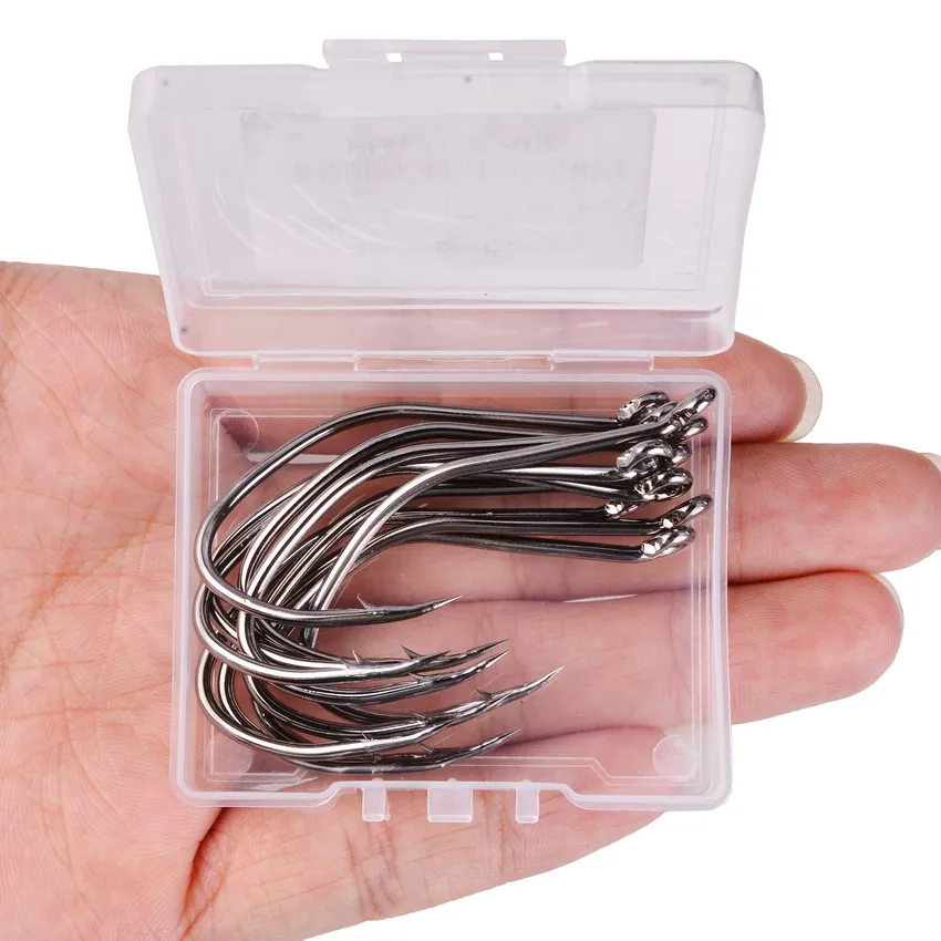 10 Cái/hộp Thép Gai Cá Da Trơn Móc Câu Cá Thép Carbon Cao Cấp Cá Da Trơn Móc 6/0 -10 Fishhook V Sắc Nét Vòng Tròn Móc Câu Cá giải Quyết Hộp