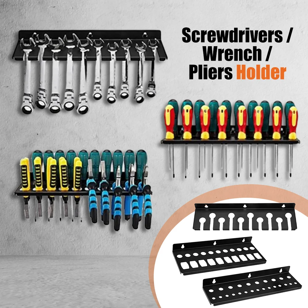 Screwdriver Organizer Tool Holder Pliers Holder,Hammer Rack,Wrench Organizer Wall Mount Display Rack Rail Hardware Tool Storage