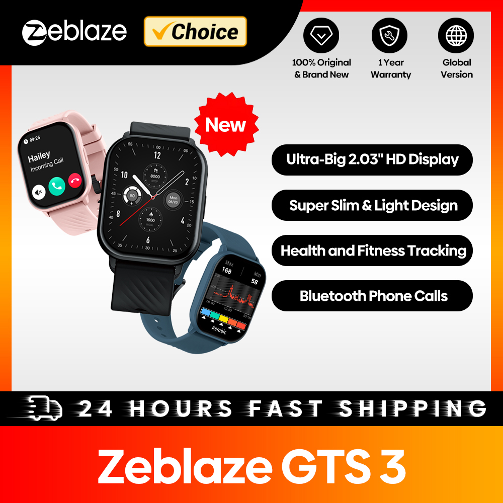 新しい Zeblaze GTS 3 音声通話スマートウォッチ超大型 2.03 インチ HD スクリーン 24 時間健康モニター 100 以上のスポーツモード 200 以上の時計の文字盤