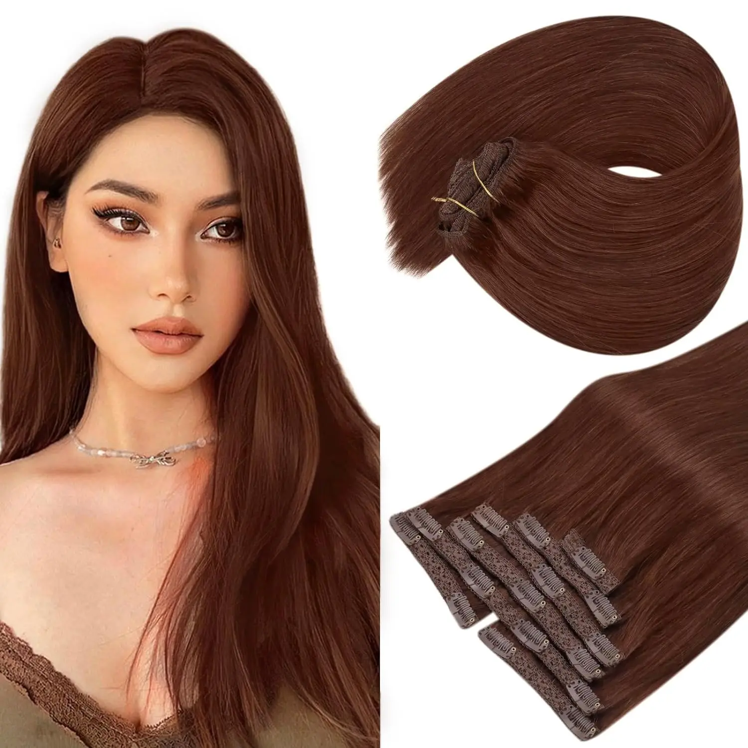VeSunny-extensão natural do cabelo humano para as mulheres, clipe no cabelo, balayage,
