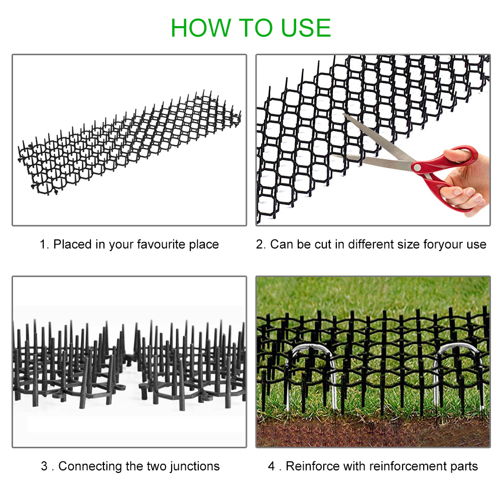6/10 Pcs Garden Prickle Strip Dig Stop Cat Repellent Deterrent Mat Anti-cat Prickle Strips Keep Cat Away Digging Climbing Spike
