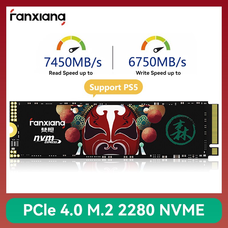 Fanxiang 7400メガバイト/秒ssd nvme m.2 2280 2テラバイト1テラバイト内部ソリッドステートハードディスクpcie4.0x4 2280 ssdドライブps5ラップトップデスクトップ用