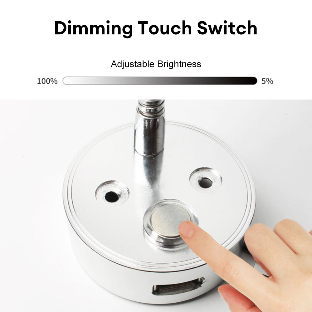 RV LED Leseleuchte DC10-30V Smart Touch Dimmbare Flexible Schwanenhals Wandleuchte für Wohnmobil Yacht Kabine mit USB-Ladeanschluss