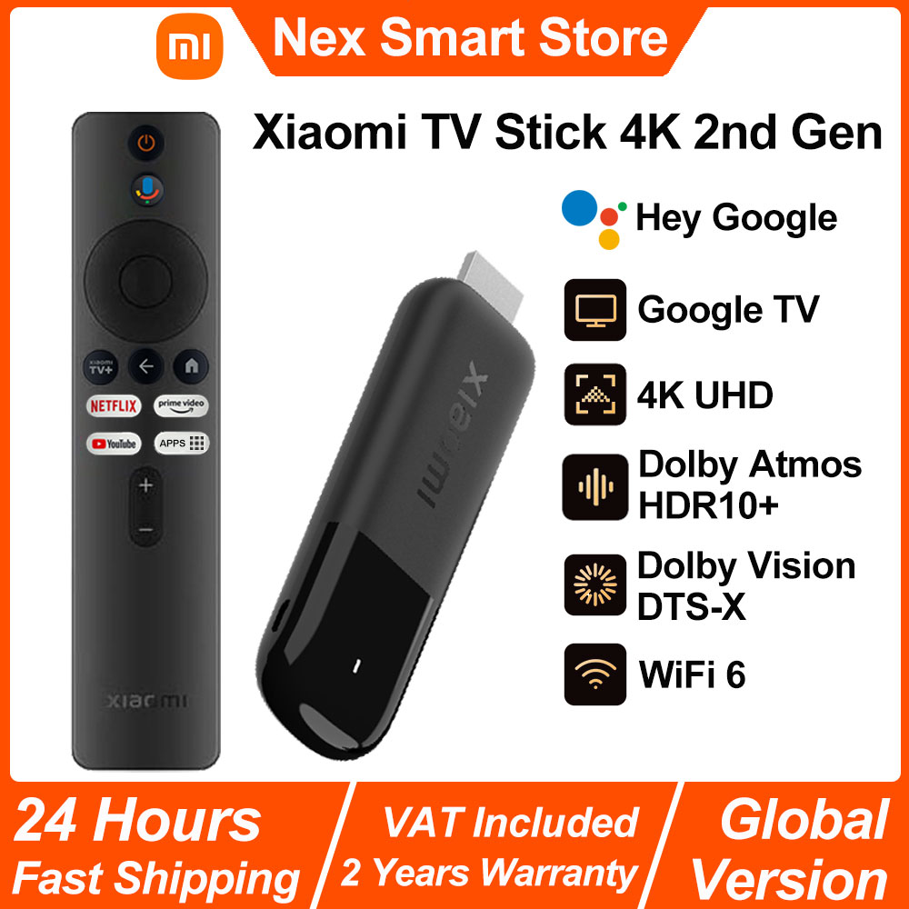 2025 Xiaomi TV Stick 4K 2nd Gen,Google TV, WiFi 6 mídia de streaming portátil, Netflix Google Assistant, Smart TV Dongle BT5.2