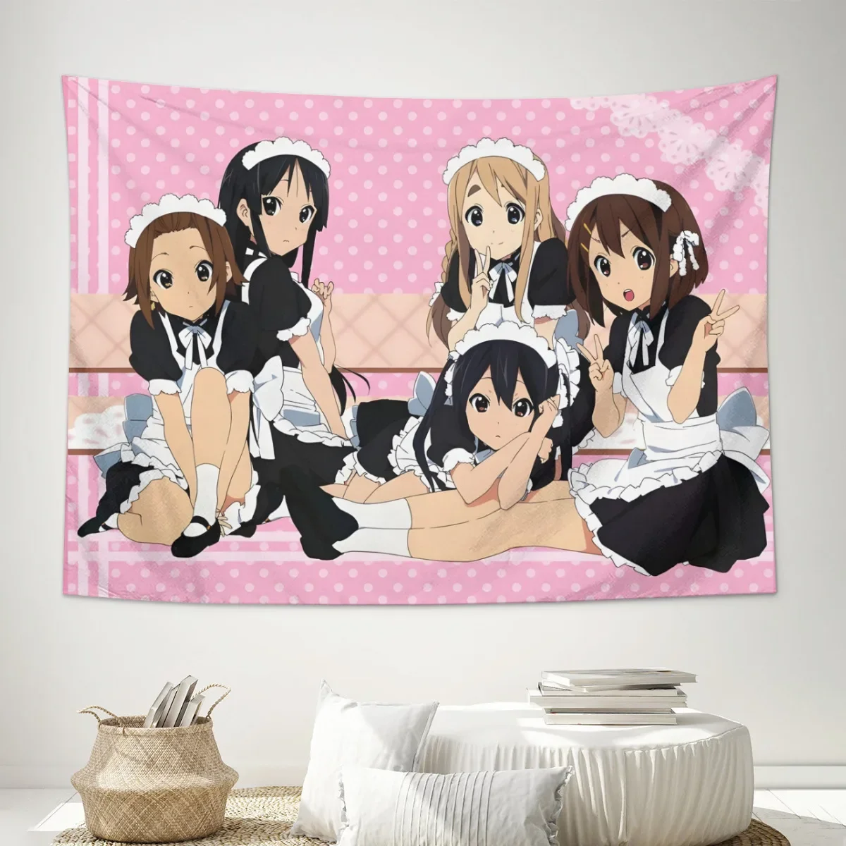 Tapiz colgante de pared de anime Japón Kawaii ¡Nuevo K-ON! Decoración de la habitación Mesa de tela de fondo de fotografía de dibujos animados decorativos estéticos