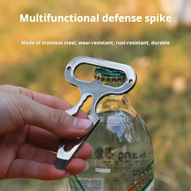 Llave puntiaguda de autodefensa EDC de acero inoxidable, suministros para acampar al aire libre, herramientas multifuncionales, abridor de botellas portátil