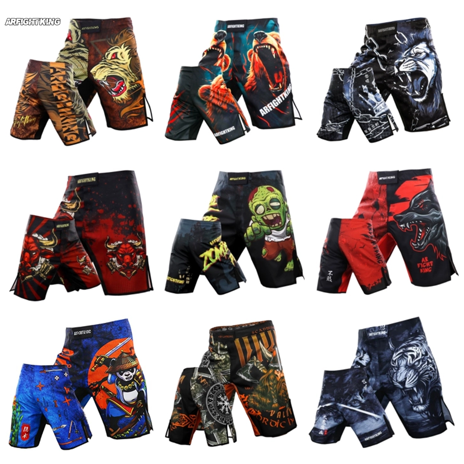 Fighter Jujitsu deportes pantalones cortos de 5 puntos gimnasio Jujitsu Taekwondo pantalones cortos de boxeo tailandés vestido de combate pantalones de boxeo MMA talla XXS-XL