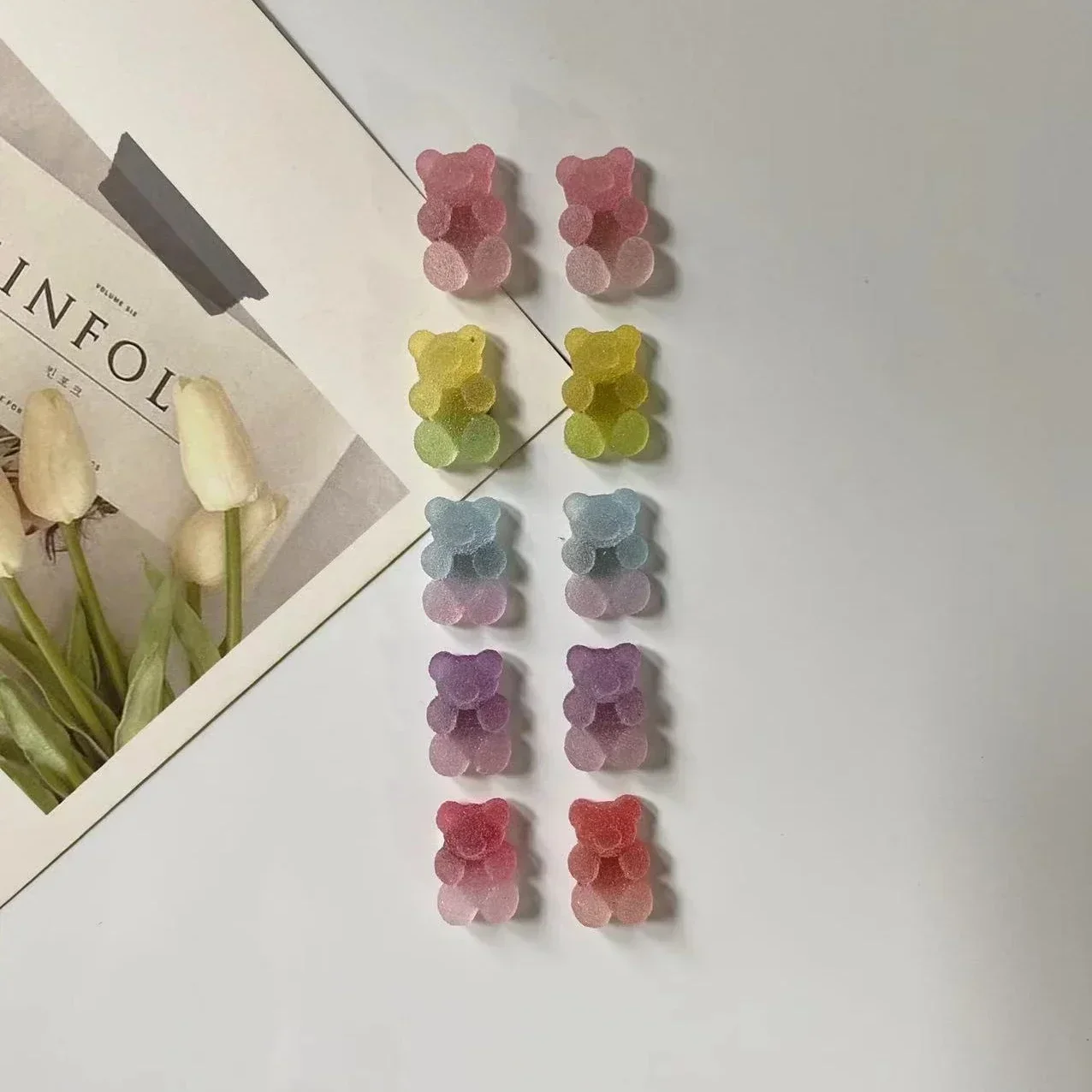 10 ชิ้นหมีหวานแม่เหล็กตู้เย็นแม่เหล็กกระดานดําและไวท์บอร์ดสติกเกอร์ภาพข้อความแม่เหล็กสติกเกอร์แม่เหล็ก