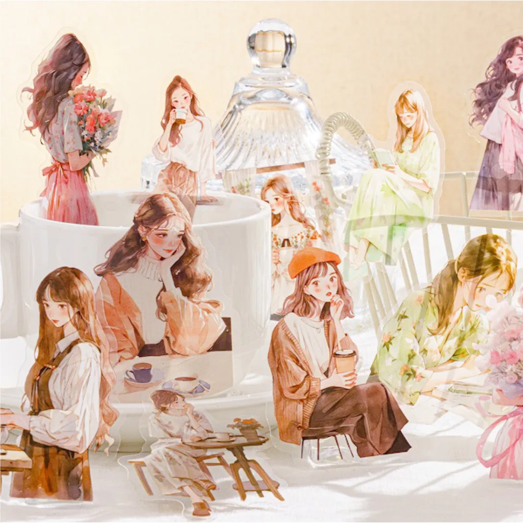 30 ピース/パックかわいい漫画の女の子ステッカー DIY スクラップブッキングコラージュジャンクジャーナルクリエイティブ文具クラフトステッカー