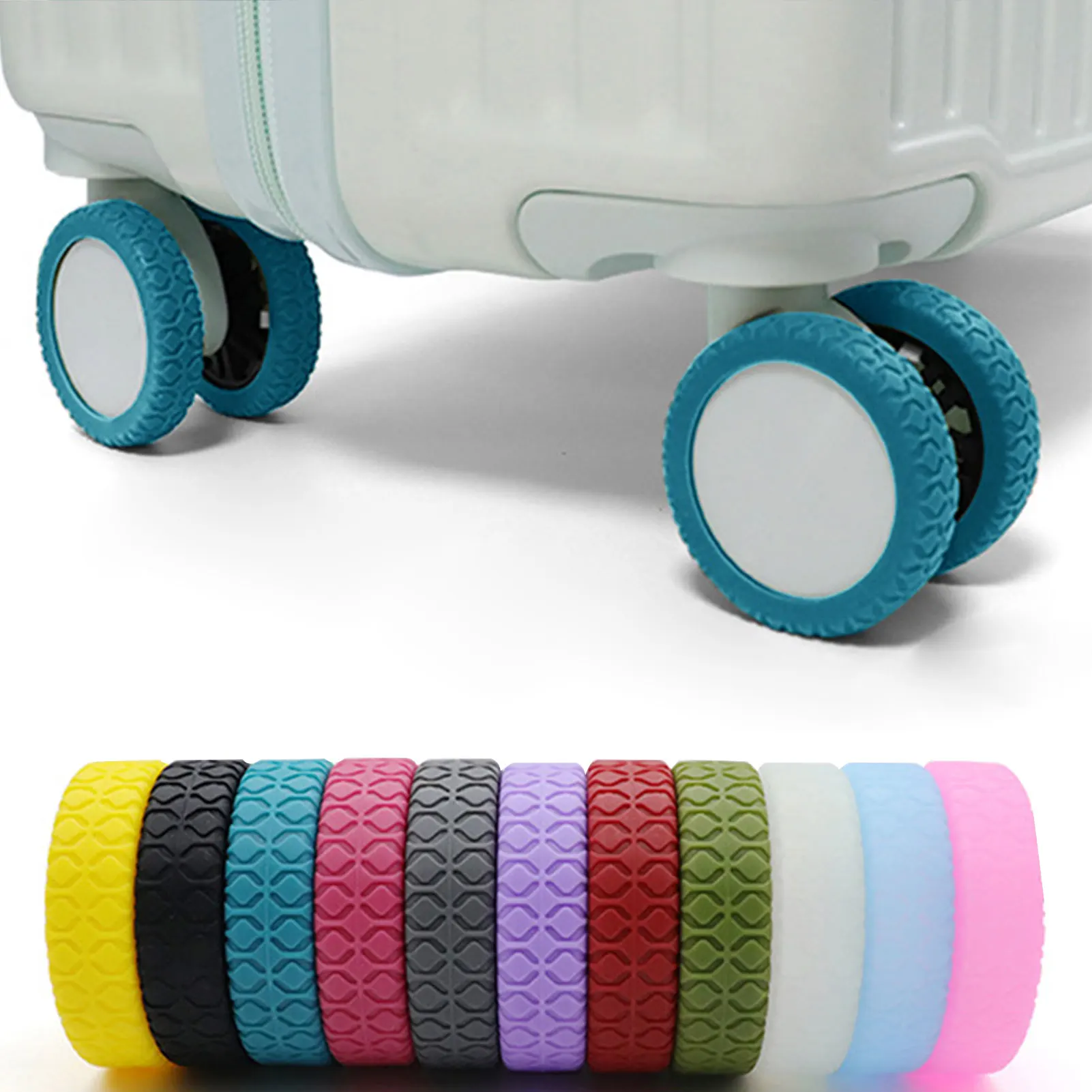 Fundas protectoras de silicona para ruedas de equipaje de viaje Fundas protectoras silenciosas para equipaje de mano Para equipaje de mano