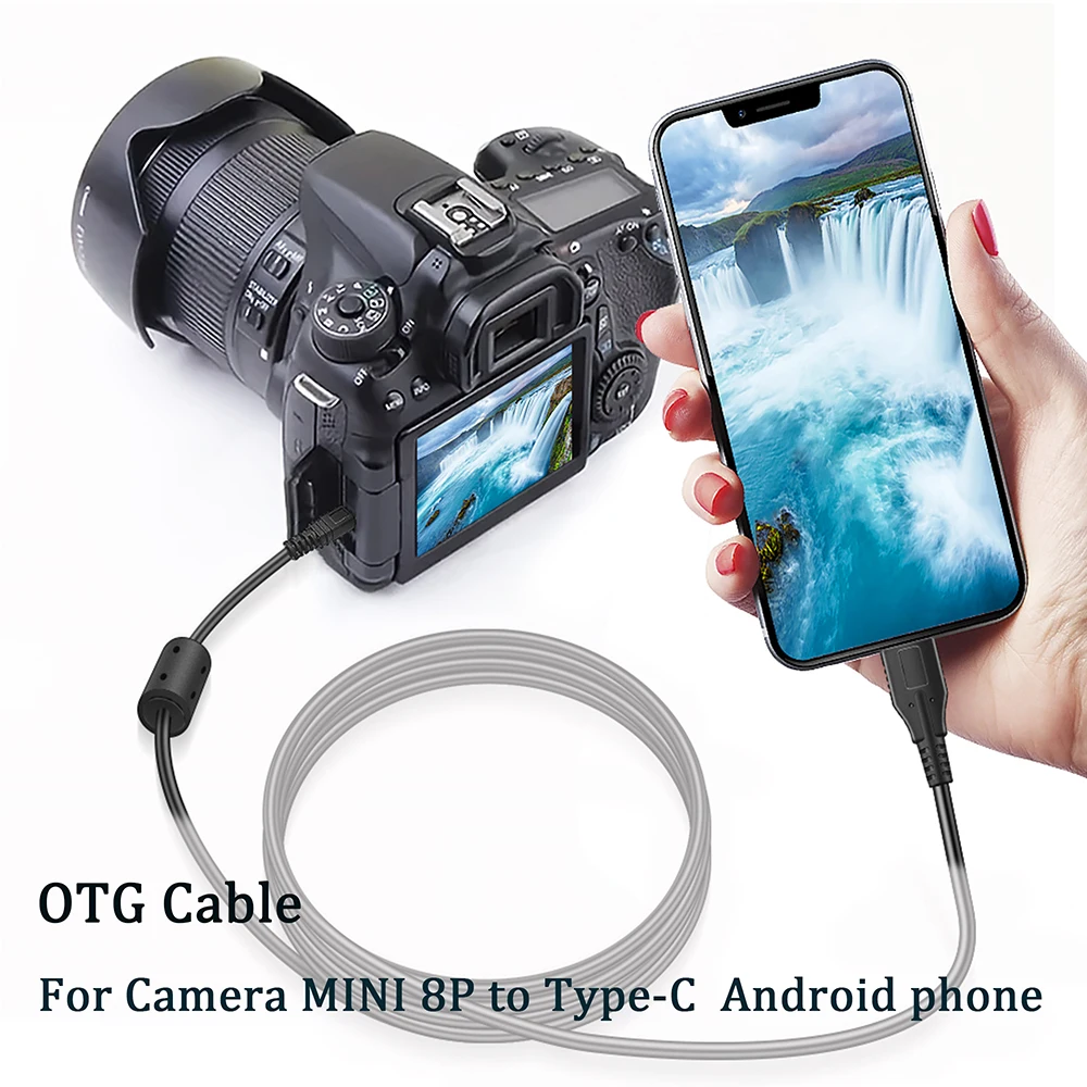 Cable OTG para cámara tipo C a MINI 8P B, conector de Cable de datos de cámara SLR conectado a teléfono Android, transferencia de archivos