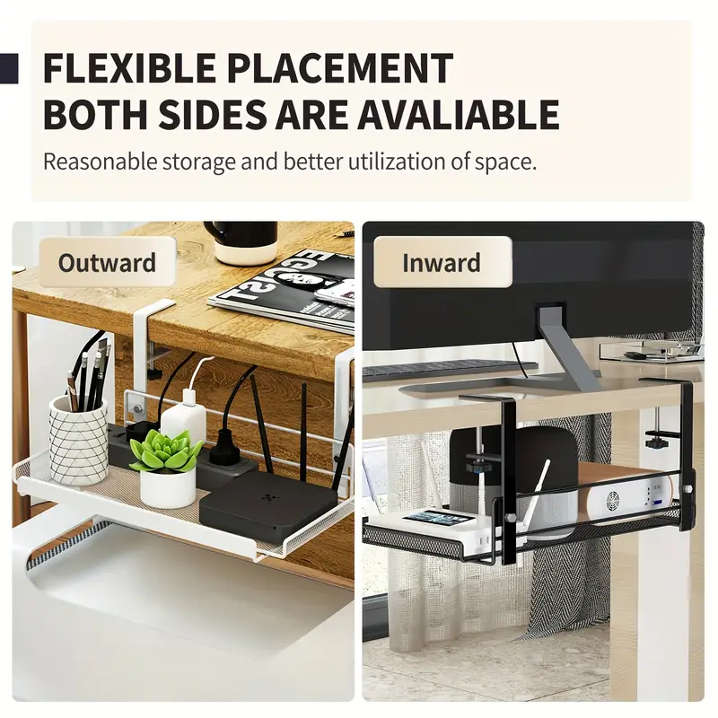 Support de rangement sous table, câble enfichable, outils de stockage de fournitures de bureau, matériau métallique, robuste et Durable