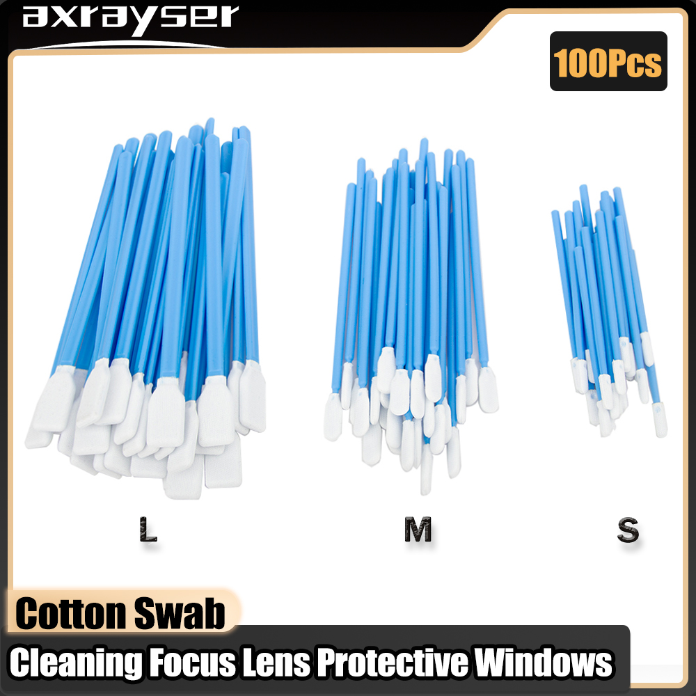 100 шт., промышленные ватные палочки, нетканые, антистатические, от пыли для оптоволоконных лазерных фокусирующих линз и защитных инструментов для чистки окон