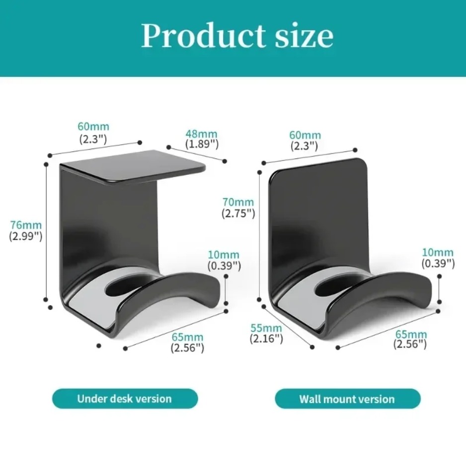 XIKCU Desk Universal Headphone Stand Adhensive Plastic Wall Mount Hanger Headset Holder Support For Gaming Earphone Bracket