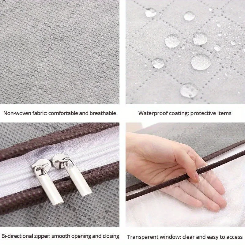 1 Stück graue Vlies-Aufbewahrung sbox mit großer Kapazität für die Aufbewahrung von Kleidung und Bettwäsche halb transparente, haltbare Aufbewahrung boxen für Kleidung