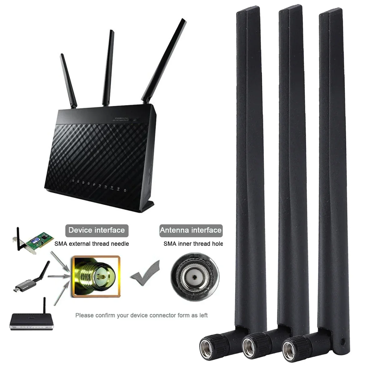 คุณภาพเสาอากาศ RP-SMA หญิง Router WIFi ไร้สาย 16 ซม.2.4G/5G 6DBi Dual-Band สําหรับ ASUS High Gain การ์ดเครือข่าย