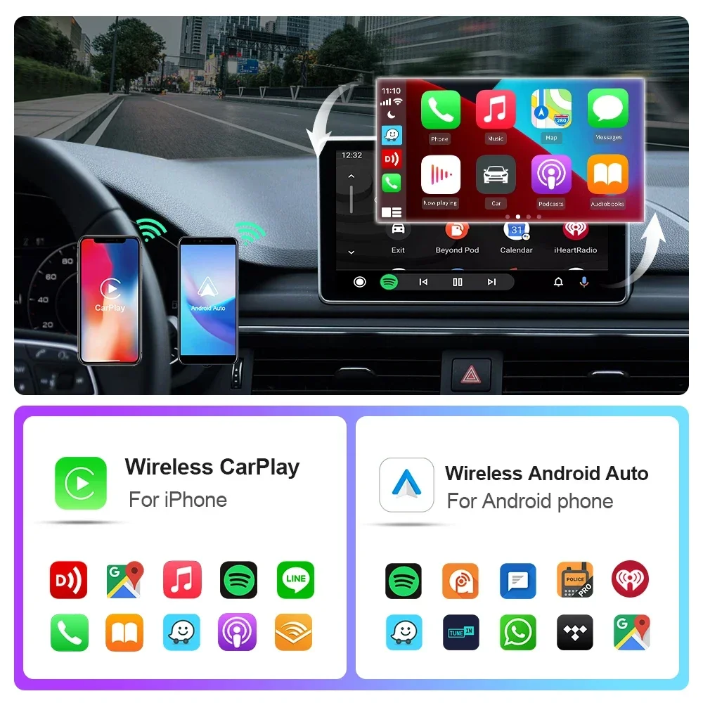 Mini caja CarPlay para Audi Mercedes Volvo Volkswagen compatible con Bluetooth inalámbrico Android conexión automática carga Siri IOS15