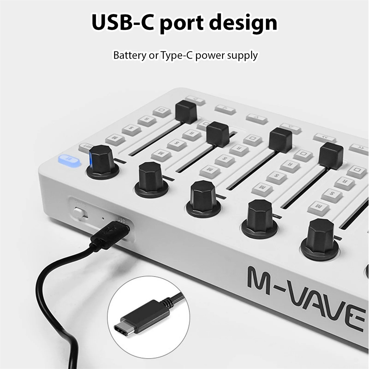 M-VAVE SMC-믹서 무선 MIDI 컨트롤러 믹싱 콘솔 BT 연결 Windows/Mac/Ios/Android용 배터리 유형-C 공급 USB