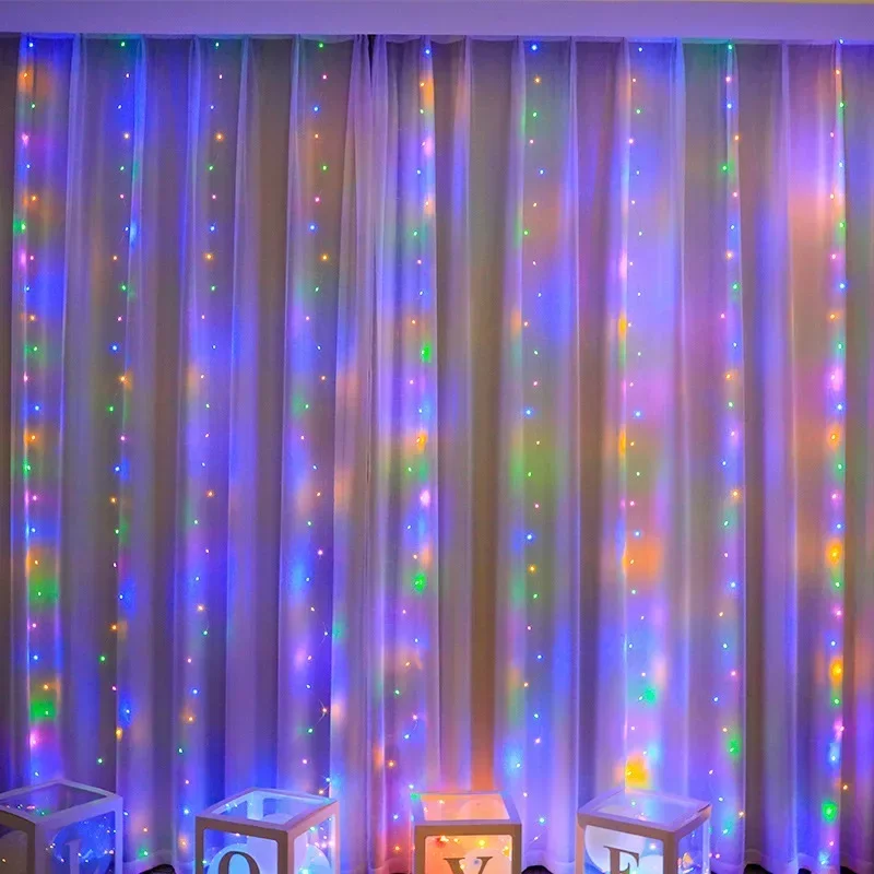 6/4/3M USB Curtain String ไฟ 8 โหมด Fairy Light ห้องนอนบ้านต้นคริสต์มาส Garland Light งานแต่งงานคริสต์มาสตกแต่งวันหยุด