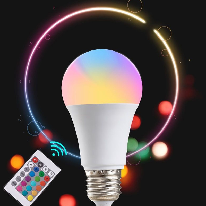 16 Farben RGB-Glühbirne, LED, mehrfarbige Glühbirne, E27-Sockel, 220 V, Haushaltsbeleuchtung, dimmbar, 24 Tasten, Fernbedienung, Atmosphäre, Neonlicht