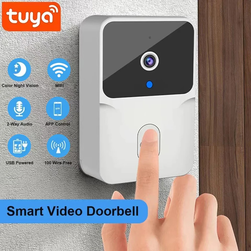 Tuya wi fi vídeo campainha sem fio câmera hd ir alarme de segurança casa inteligente campainha da porta wi fi intercom para casa