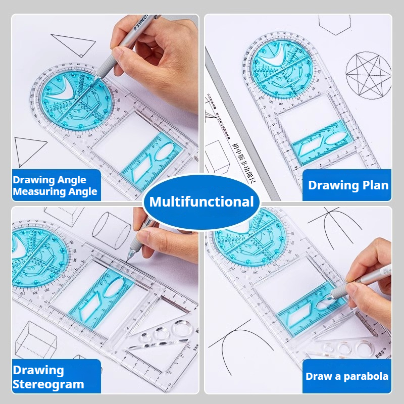 다기능 회전식 드로잉 기하학 각도기 Spirograph 눈금자 학생 제도 도구 어린이 학습 그림 미술 도구