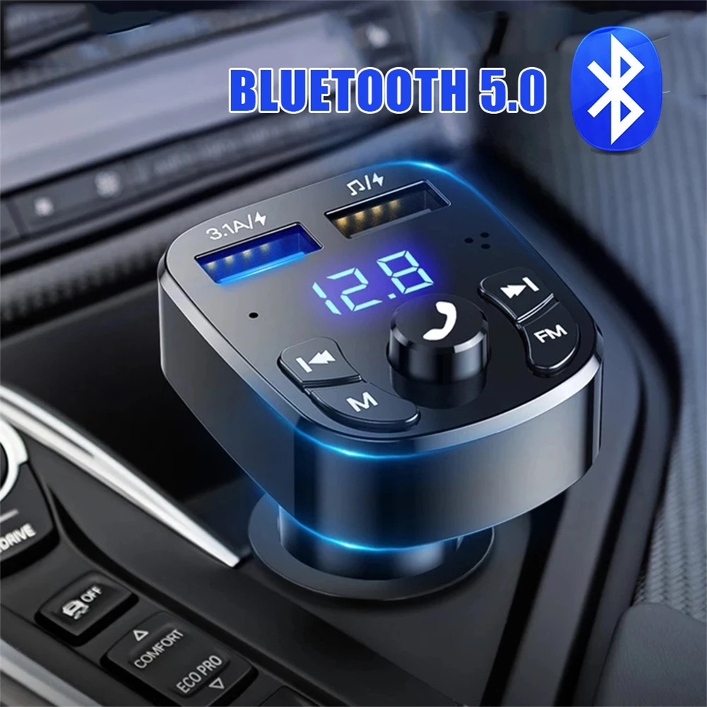 Car MP3 Player Fm Transmitter Wireless Bluetooth 5.0 Noise Reduction Audio Receiver Car Kit Handfree Dual Usb Car Fast Charger