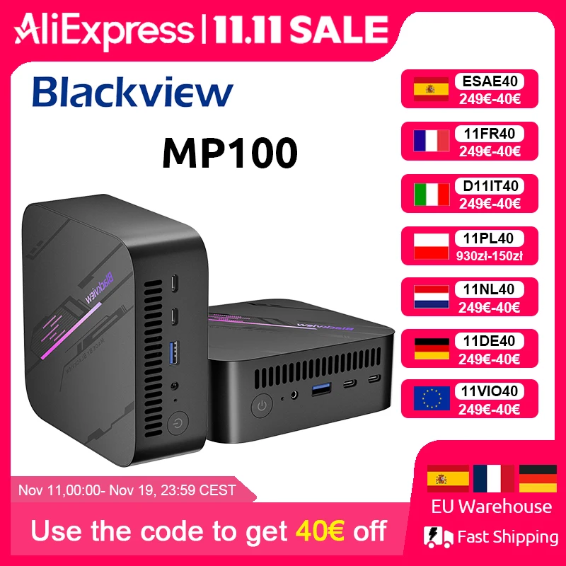 Blackview MP100 NUOVO Mini PC AMD R7 5700U/5825U Windows 11 8 Core 16 thread 16GB DDR4 512GB/1TB SSD WiFi 6 Mini Computer PC