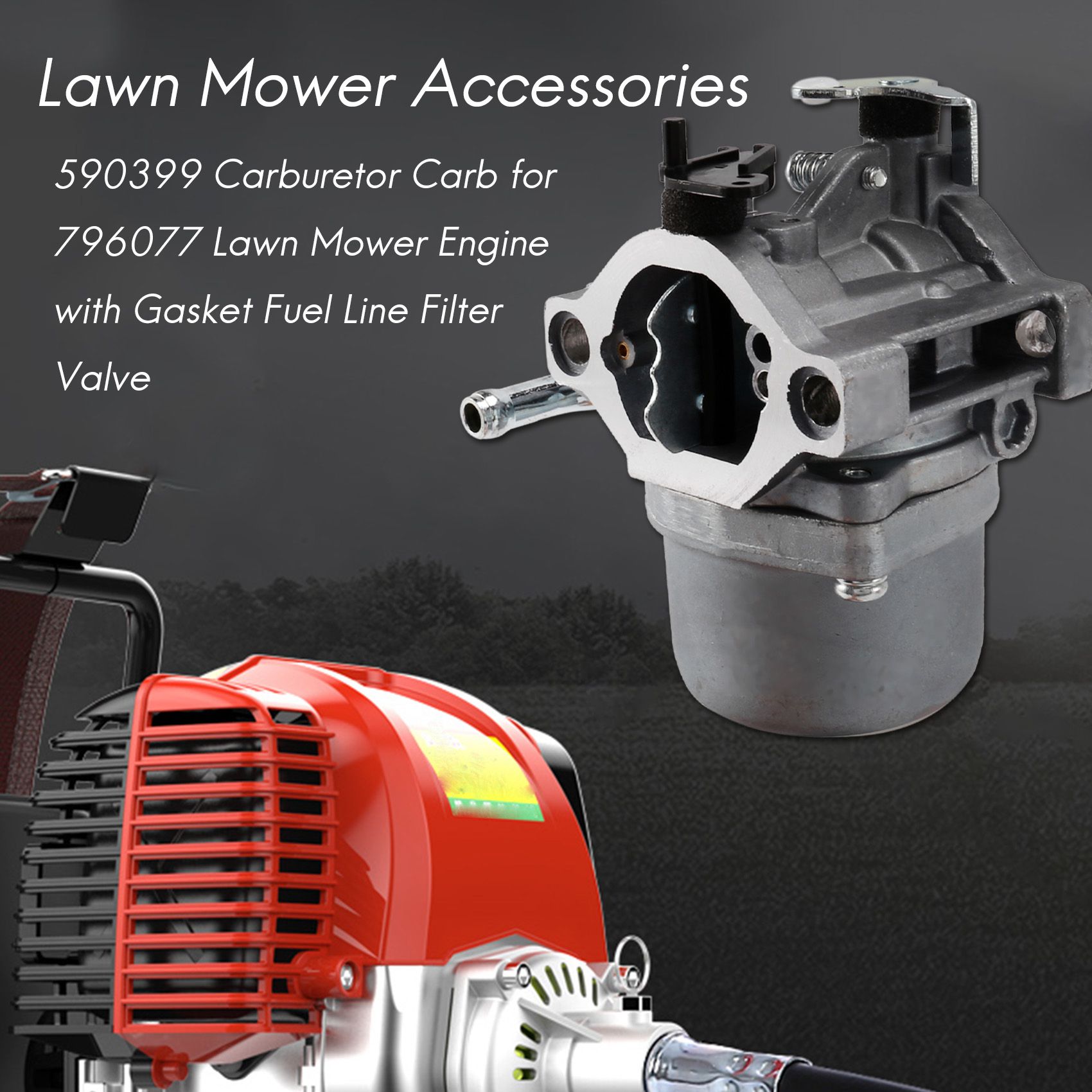 バブク 590399   Briggs & Stratton 用キャブレター キャブレター 796077   ガスケット燃料ラインフィルターバルブ付き芝刈り機エンジン