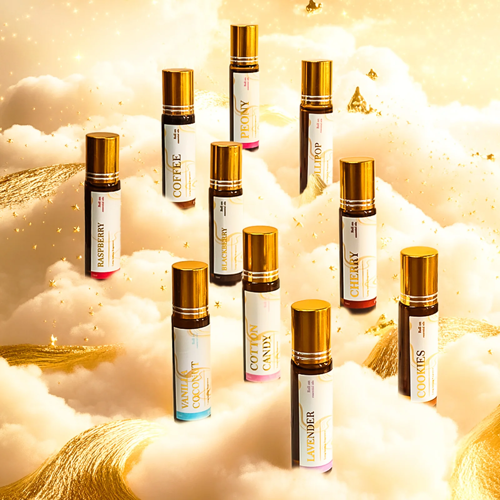 2PC/1PC Vanilla coconut Cotton Candy Marshmallow Roll-On Essential Oils Natural Aromatherapy for Relaxation, Stress Relief-10ml