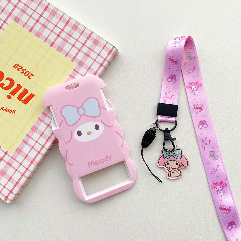 Sleutelhangerhanger Kuromi Cinnamoroll Leuke kaarthouder Plastic Lanyard-kaarthouders voor studentengeschenken