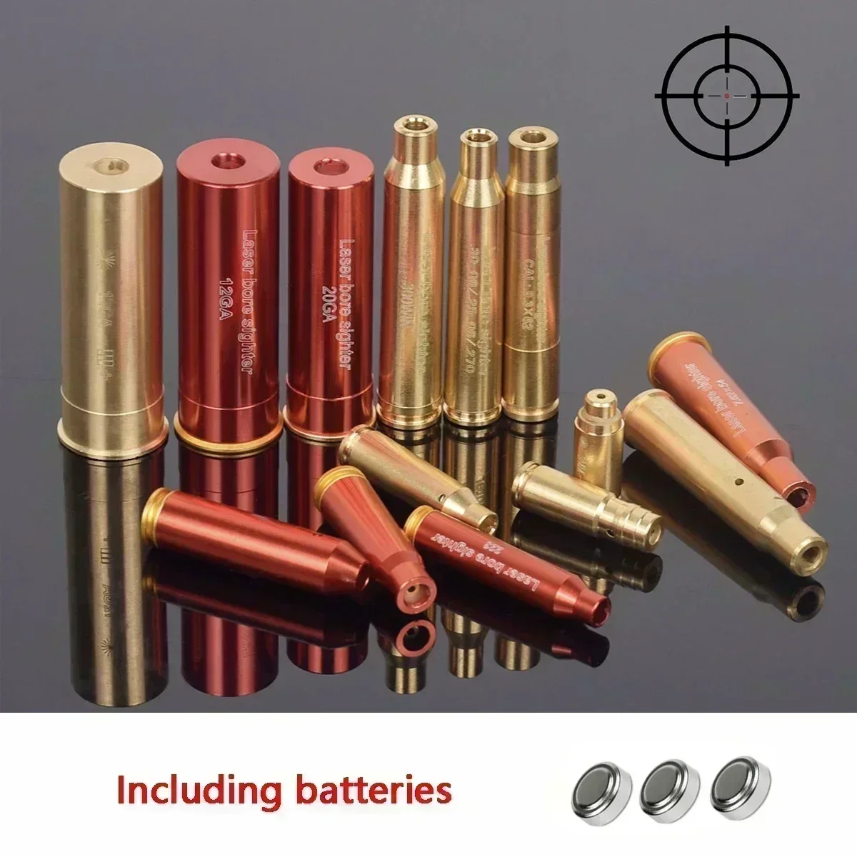 12GA 20GA 5,45x39 7,62x39 9x19mm.223.308.338 calibre láser rojo puntero entrenamiento bala Boresighter calibre de cartucho CAL