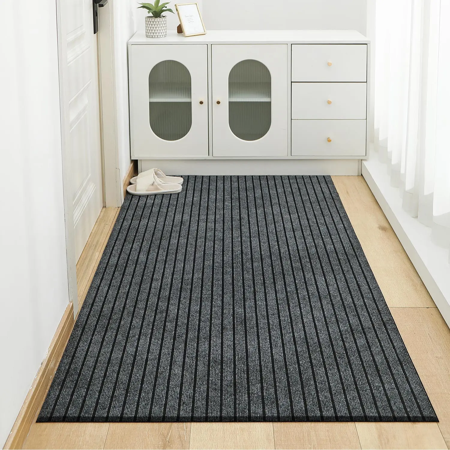 Alfombra antideslizante de color sólido para cocina, alfombra a rayas para baño, balcón, decoración del hogar, alfombra para el suelo, decoración de la habitación, alfombra para puerta, se puede cortar en w