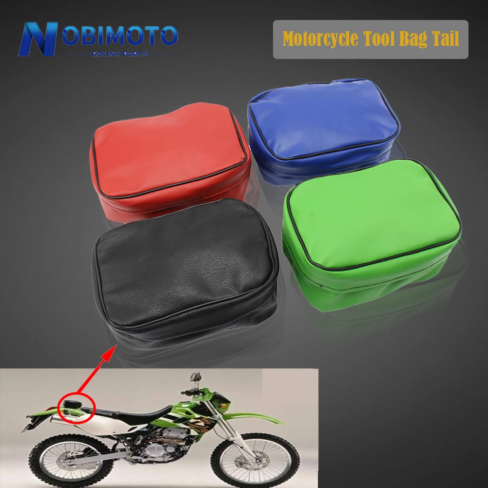 NOBIMOTO-bolsa de herramientas trasera para motocicleta todoterreno, Kit trasero de almacenamiento de cuero PU resistente al agua para alforjas Honda CRF adaptadas para motocicletas