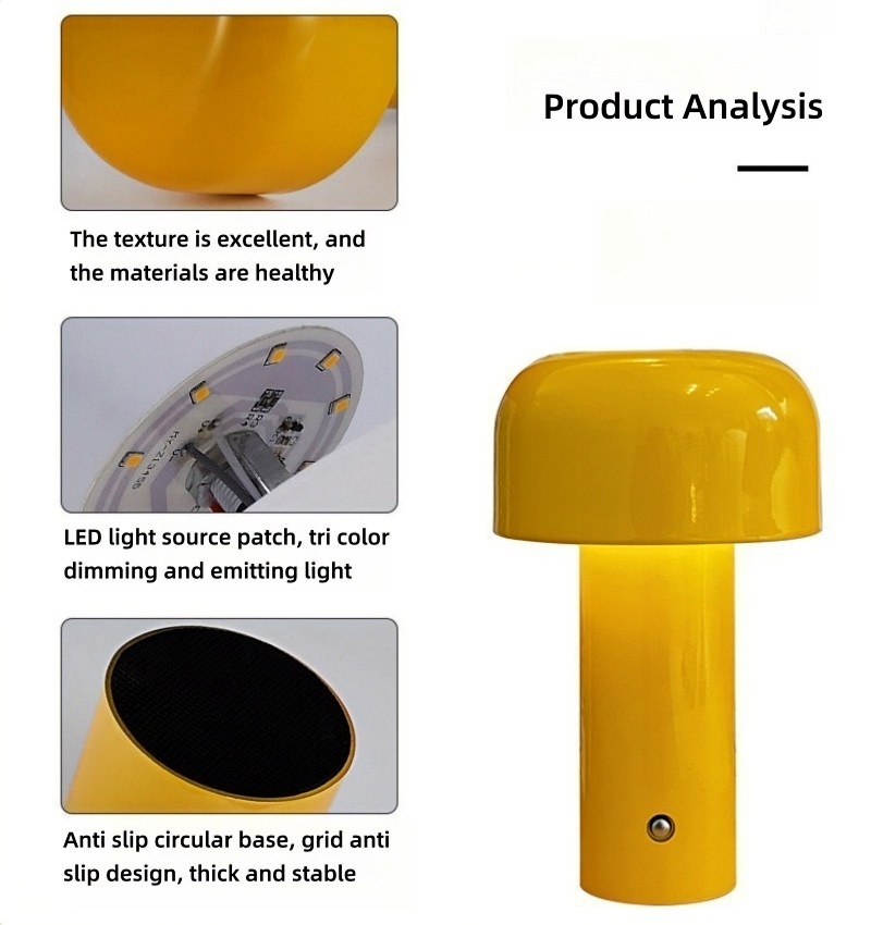 Touch dimming mushroom table lamp, simple night light, wireless charging bedside lamp, suitable for coffee shops, bars, and room