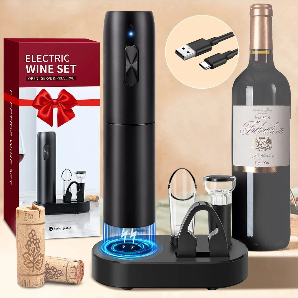 Abridores de vinho tinto elétricos saca-rolhas automático recarregável abridores de vinho para cortador de folha de vinho tinto acessórios de cozinha gadgets