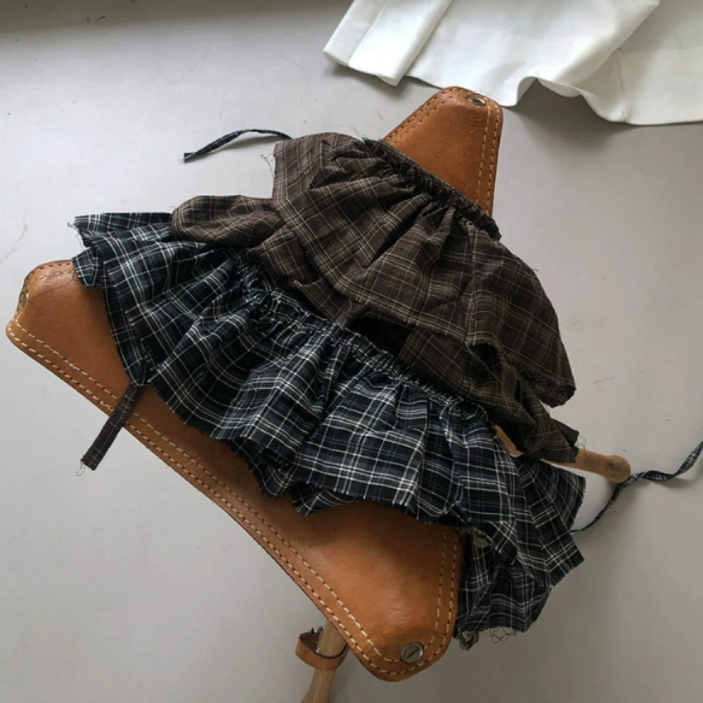 Tenue de couche Hip-hop, jupe à carreaux, douce Y2K, écharpe de hanche à lacets, extension de chemise, Style coréen, bord à volants, ceinture, décor en jean