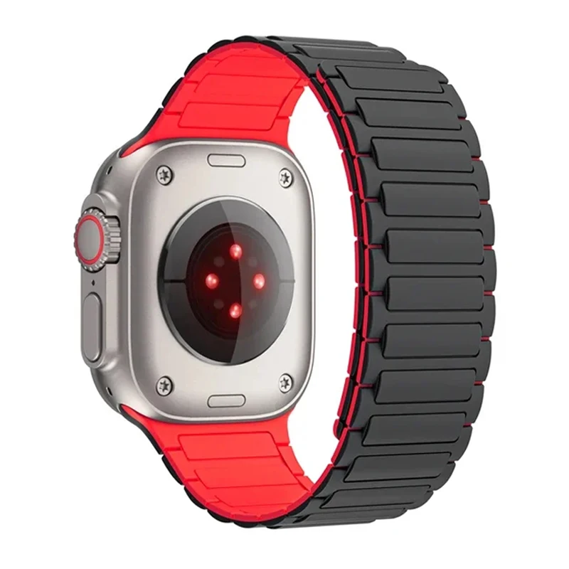 Pulseira esportiva magnética para apple watch ultra 2 49mm 45mm 44 42mm 38 40 41mm pulseira de silicone para iwatch série 9 8 7 6 5 4 se 3 loop