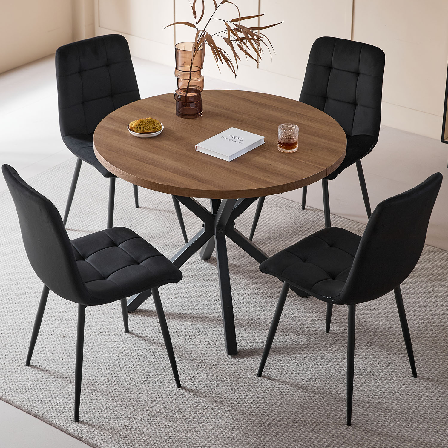 EGOONM-Ensemble de Chaises de Salle à Manger avec Dossier, Siège en Velours, Structure D.lique, pour la Cuisine et le Salon, 2/4 Pièces