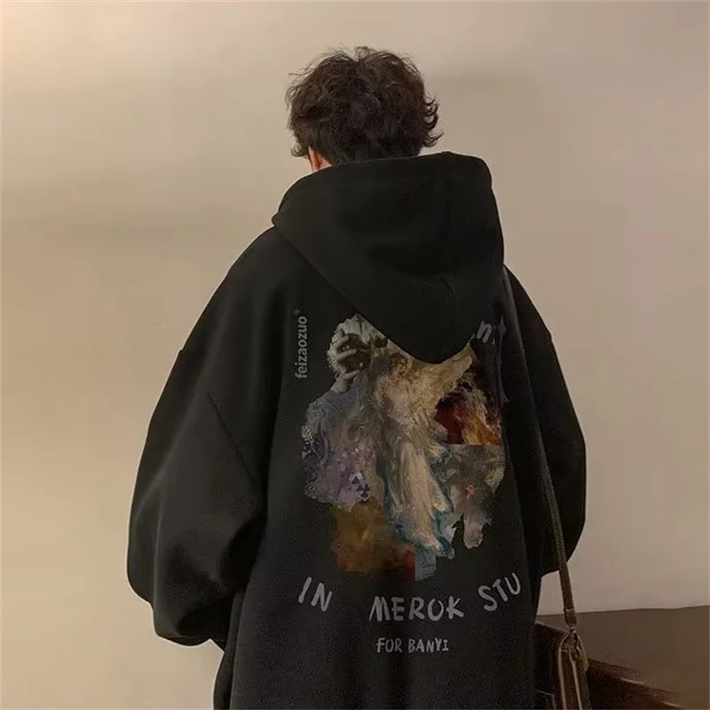 남성용 새로운 고스 그래픽 프린트 풀오버 후드 Y2K 빈티지 streetwear 후드 티셔츠 가을 헐렁한 힙합 패션 Hoody