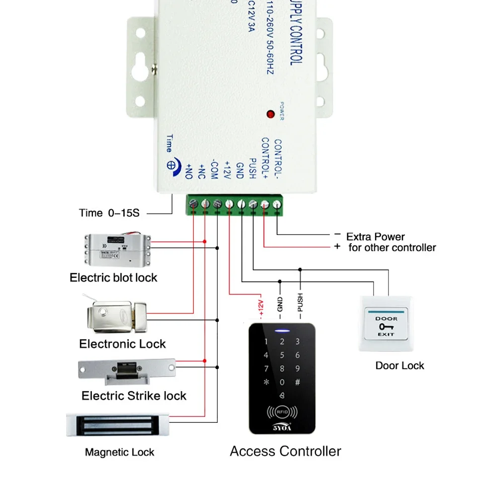 Cerradura de perno de caída eléctrica 5YOA, cerraduras electrónicas de mortaja DC12V con retardo de tiempo ajustable, modo de seguridad contra fallos para Control de acceso