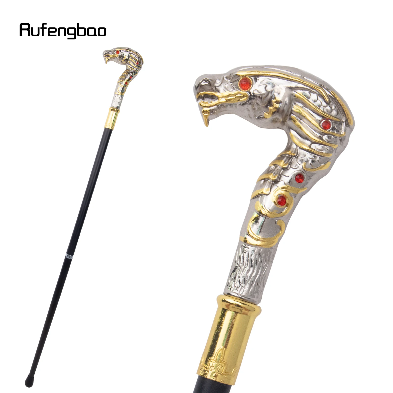Bastón de lujo con dragón de ojo rojo y blanco dorado, bastón elegante a la moda para fiesta, bastón decorativo para cosplay, perilla de bastón de 93cm
