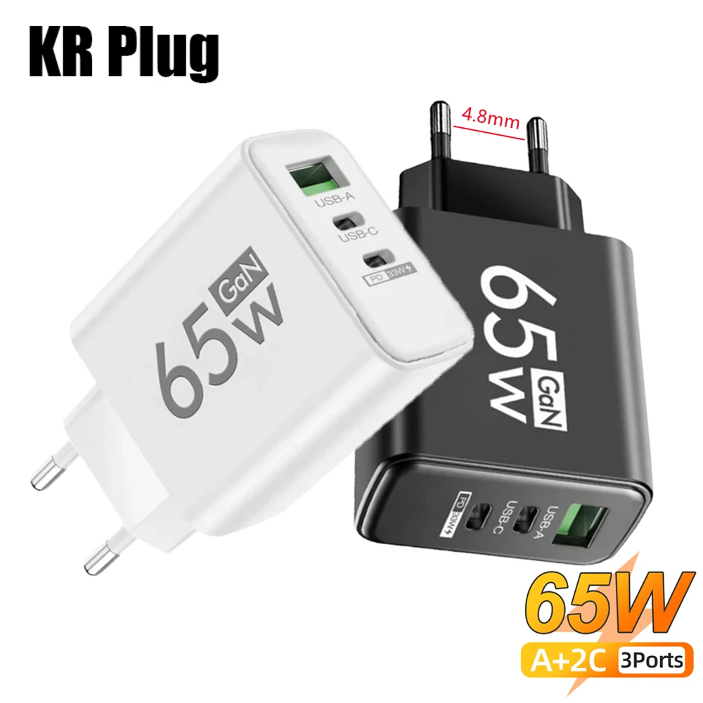 Cargador USB de carga rápida de 3 puertos PD tipo C adaptador de carga rápida cargador de enchufe de pared UE EE. UU. KR para iPhone 16 Xiaomi Samsung Huawei