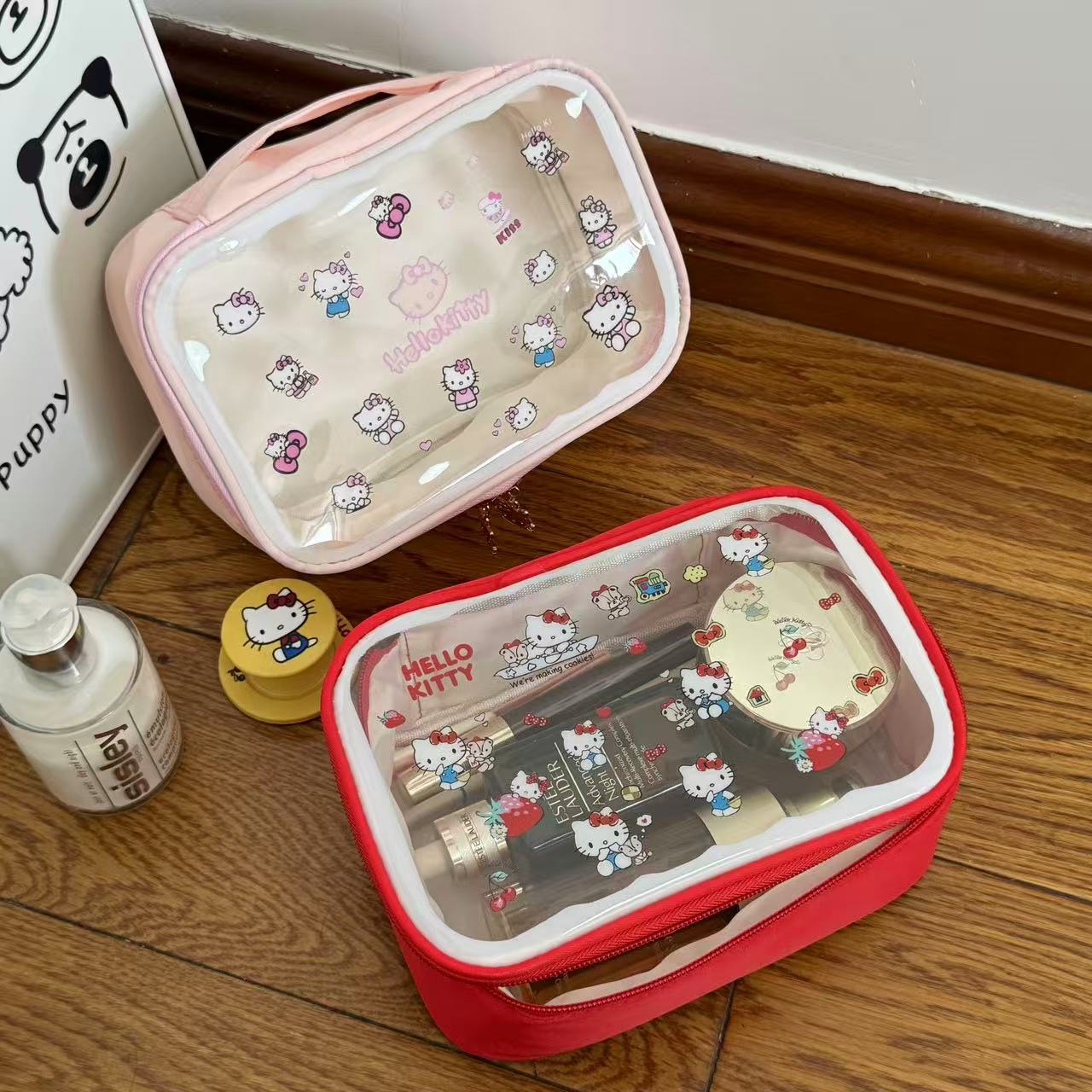 Cute Cat Makeup Bag Large Capacity Travel Toiletry Pouch Cosmetic Organizer Carry Case