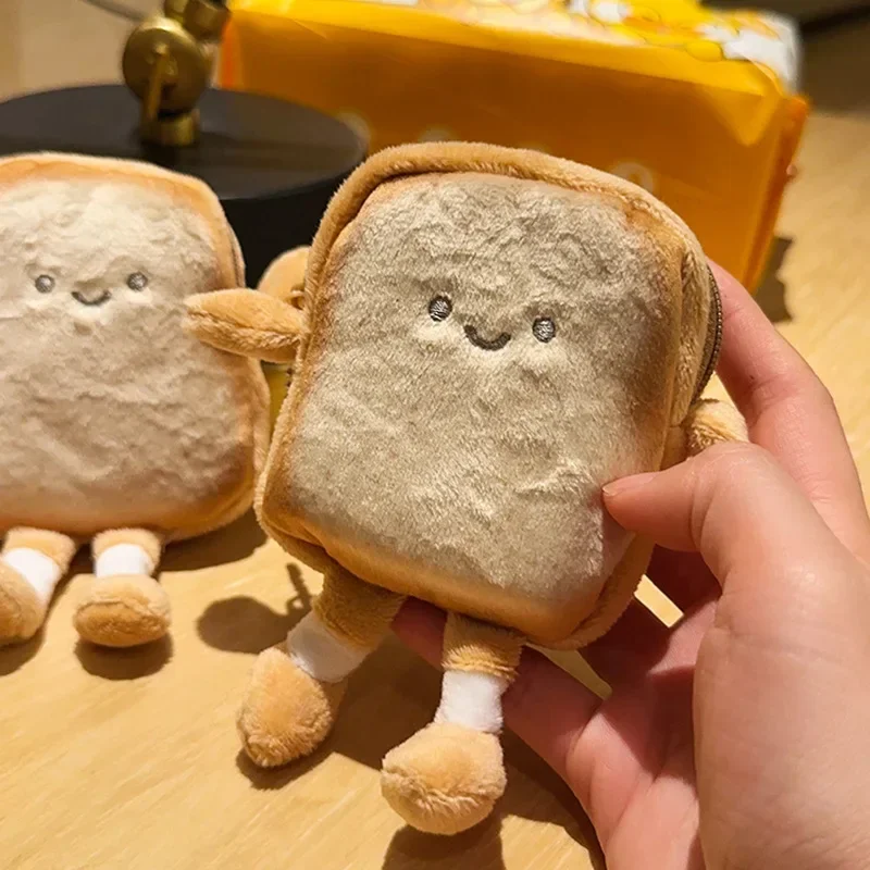 น่ารัก Toast Plush เหรียญกระเป๋าสตางค์ผู้หญิงเปลี่ยนกระเป๋าเงินกระเป๋าเหรียญเหรียญกระเป๋าสตางค์กระเป๋าการ์ตูนเหรียญ