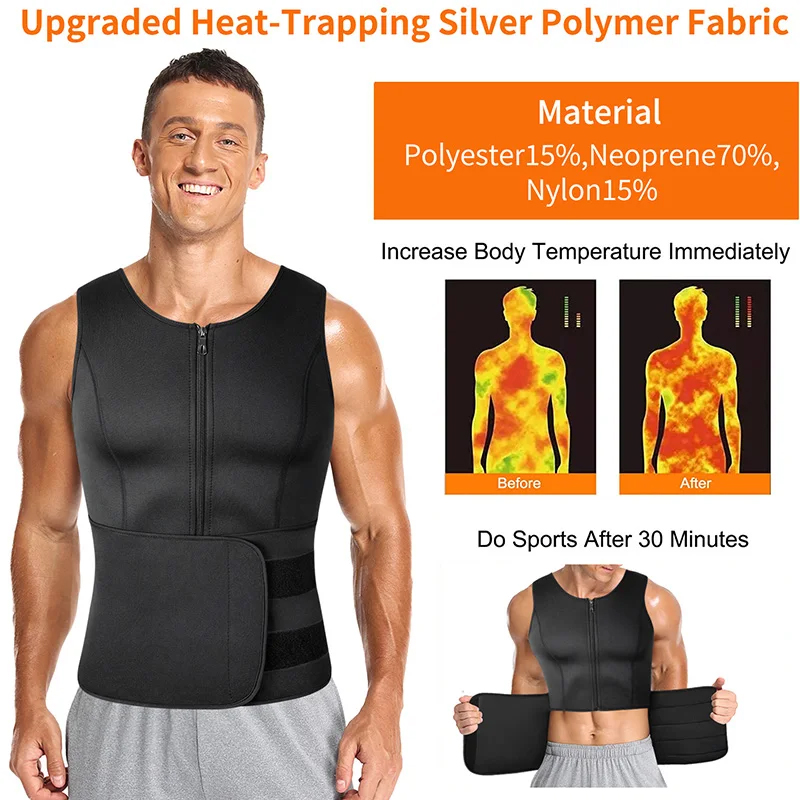 Männer Body Shaper Taille Trainer Sauna Weste Doppel Gürtel Sweat Shirt Korsett Top Bauch Abnehmen Shapewear Fett Brennen Fitness Anzüge